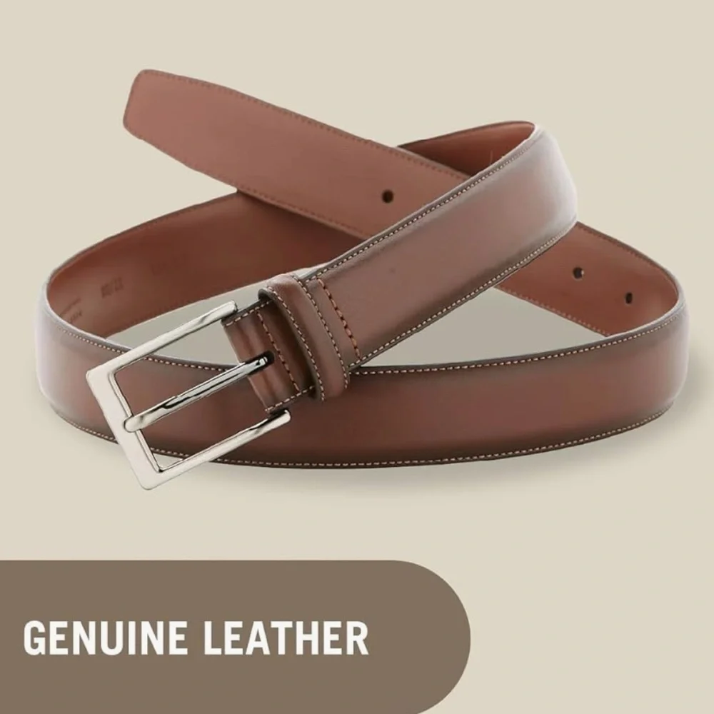 Perry Ellis Portfolio Amigo Men's Dress Belt, Leather, Metallic Buckle